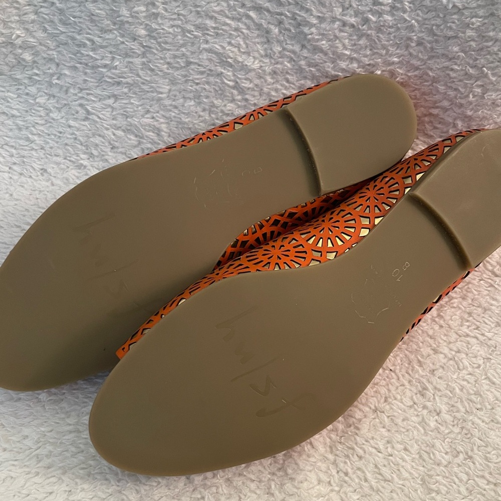 NEW French Sole FS/NY Coral and Gold Open Toe Flats Size 10 - Picture 2 of 2